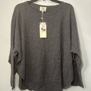 Qi 100% Cashmere Gray Shrug Lagenlook Normcore Poncho Sweater Fall Staple Size L